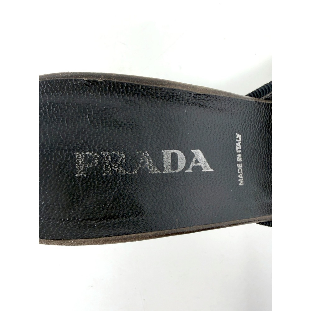 Vintage Prada Y2K Brown Suede Pointed Toe Mules Kitten Heel 38 - Picture 6 of 9